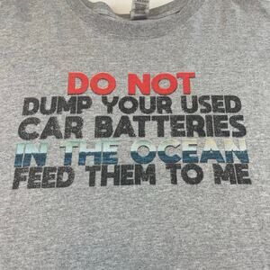 VTG Y2K Funny Car Batteries Feed them to Me T-Shirt Gray size XXL